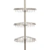 Satin Nickel 3-Basket Pole Shower Caddy