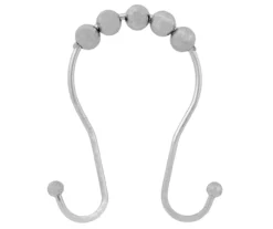 Double Roller Ball Rust Proof Shower Curtain Hooks Set