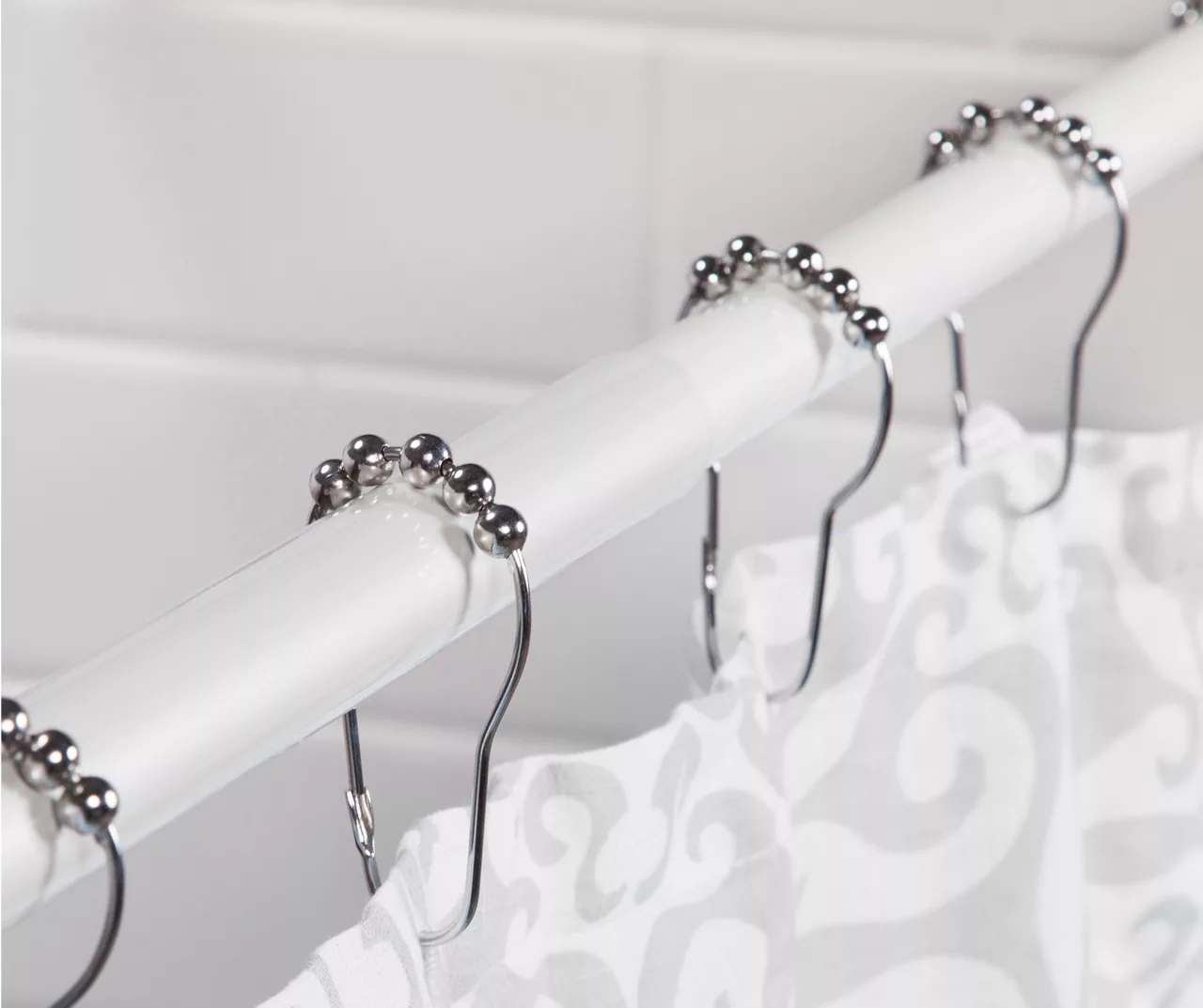 White Aluminum Decorative Shower Rod 4 White Aluminum Decorative Shower Rod - Image 2