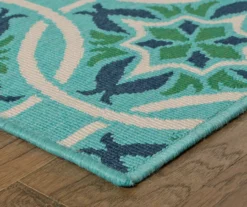 Halsey Blue & Green Outdoor Area Rug, (3'7" X 5'6") -Home Store 810413049 2