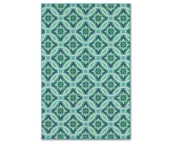 Halsey Blue & Green Outdoor Area Rug, (3'7" X 5'6")