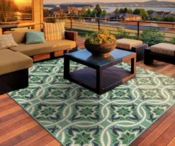 Halsey Blue & Green Outdoor Area Rug, (3'7" X 5'6") -Home Store 810413049 6