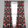 Poppy Garden Navy & Red Room-Darkening Back Tab Curtain Panel Pair, (84") -Home Store 810468161