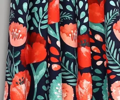 Poppy Garden Navy & Red Room-Darkening Back Tab Curtain Panel Pair, (84") -Home Store 810468161 2