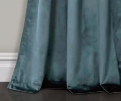Prima Velvet Slate Blue Room-Darkening Grommet Curtain Panel Pair, (95") -Home Store 810468173 3