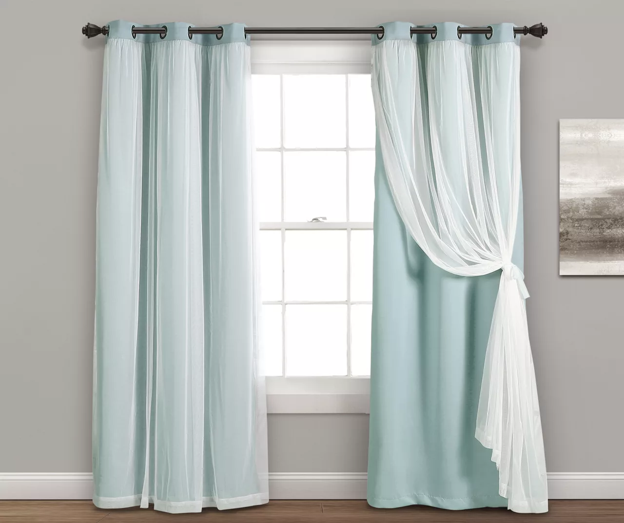 Lush Blackout Grommet Curtain Panel Pair With Sheer Overlay 3 Lush Blackout Grommet Curtain Panel Pair With Sheer Overlay