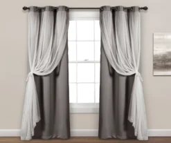 Lush Dark Gray Blackout Grommet Curtain Panel Pair With Sheer Overlay, (84") 11 Lush Dark Gray Blackout Grommet Curtain Panel Pair With Sheer Overlay, (84") -Home Store 810468189 2
