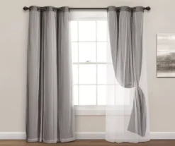 Lush Dark Gray Blackout Grommet Curtain Panel Pair With Sheer Overlay, (84") 12 Lush Dark Gray Blackout Grommet Curtain Panel Pair With Sheer Overlay, (84") -Home Store 810468189 3