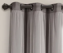Lush Dark Gray Blackout Grommet Curtain Panel Pair With Sheer Overlay, (84") 13 Lush Dark Gray Blackout Grommet Curtain Panel Pair With Sheer Overlay, (84") -Home Store 810468189 4