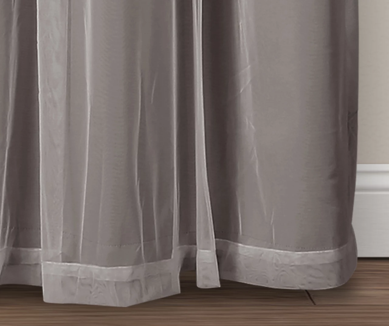 Lush Dark Gray Blackout Grommet Curtain Panel Pair With Sheer Overlay, (84") 9 Lush Dark Gray Blackout Grommet Curtain Panel Pair With Sheer Overlay, (84") - Image 7