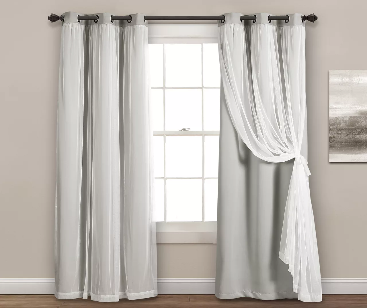 Lush Blackout Grommet Curtain Panel Pair With Sheer Overlay 8 Lush Blackout Grommet Curtain Panel Pair With Sheer Overlay - Image 6