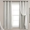 Lush Light Gray Blackout Grommet Curtain Panel Pair With Sheer Overlay, (63") -Home Store 810468192