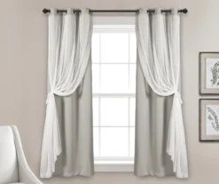 Lush Light Gray Blackout Grommet Curtain Panel Pair With Sheer Overlay, (63") 11 Lush Light Gray Blackout Grommet Curtain Panel Pair With Sheer Overlay, (63") -Home Store 810468192 2