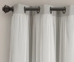 Lush Light Gray Blackout Grommet Curtain Panel Pair With Sheer Overlay, (63") 13 Lush Light Gray Blackout Grommet Curtain Panel Pair With Sheer Overlay, (63") -Home Store 810468192 4