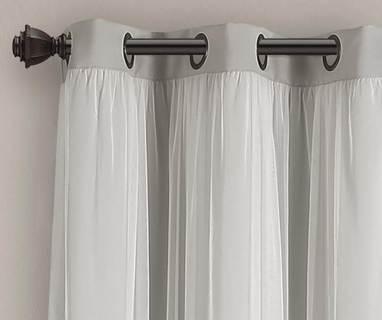 Lush Light Gray Blackout Grommet Curtain Panel Pair With Sheer Overlay, (63") 7 Lush Light Gray Blackout Grommet Curtain Panel Pair With Sheer Overlay, (63") - Image 5