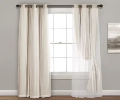Lush Wheat Blackout Grommet Curtain Panel Pair With Sheer Overlay, (84") -Home Store 810468203 3
