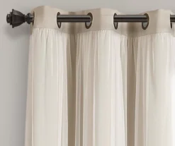 Lush Wheat Blackout Grommet Curtain Panel Pair With Sheer Overlay, (84") -Home Store 810468203 4