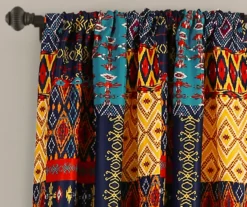 Misha Blue & Yellow Patchwork Room-Darkening Rod Pocket Curtain Panel Pair, (84") -Home Store 810468211 1