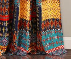 Misha Blue & Yellow Patchwork Room-Darkening Rod Pocket Curtain Panel Pair, (84") -Home Store 810468211 3