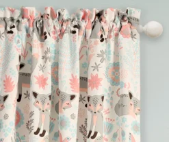 Pixie Fox Gray & Pink Room-Darkening Rod Pocket Curtain Panel Pair, (84") -Home Store 810468220 1
