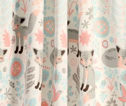 Pixie Fox Gray & Pink Room-Darkening Rod Pocket Curtain Panel Pair, (84") -Home Store 810468220 2
