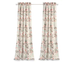 Pixie Fox Gray & Pink Room-Darkening Rod Pocket Curtain Panel Pair, (84") -Home Store 810468220 6
