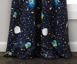 Universe Navy Room-Darkening Rod Pocket Curtain Panel Pair, (84") -Home Store 810468228 3