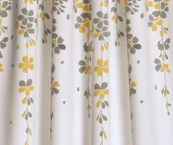 Weeping Flowers Yellow & Gray Room-Darkening Rod Pocket Curtain Panel Pair, (95") -Home Store 810468240 2