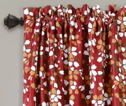 Weeping Flowers Red Room-Darkening Rod Pocket Curtain Panel Pair, (84") -Home Store 810468242 1