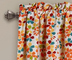 Weeping Flowers Turquoise & Tangerine Room-Darkening Rod Pocket Curtain Panel Pair, (84") -Home Store 810468243 1