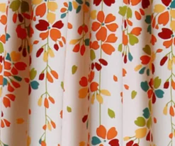 Weeping Flowers Turquoise & Tangerine Room-Darkening Rod Pocket Curtain Panel Pair, (84") -Home Store 810468243 2