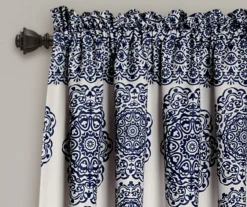 Stripe Medallion Navy Room-Darkening Rod Pocket Curtain Panel Pair, (84") 7 Stripe Medallion Navy Room-Darkening Rod Pocket Curtain Panel Pair, (84") -Home Store 810468269 1