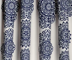 Stripe Medallion Navy Room-Darkening Rod Pocket Curtain Panel Pair, (84") 9 Stripe Medallion Navy Room-Darkening Rod Pocket Curtain Panel Pair, (84") -Home Store 810468269 3