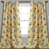Tania Floral Yellow & Blue Room-Darkening Back Tab Curtain Panel Pair, (84") 2 Tania Floral Yellow & Blue Room-Darkening Back Tab Curtain Panel Pair, (84") -Home Store 810468285 1