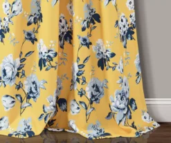 Tania Floral Yellow & Blue Room-Darkening Back Tab Curtain Panel Pair, (84") -Home Store 810468285 2