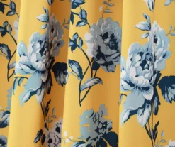 Tania Floral Yellow & Blue Room-Darkening Back Tab Curtain Panel Pair, (84") -Home Store 810468285 3