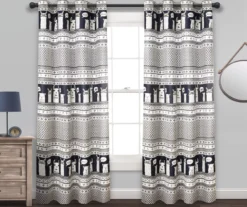 Llama Stripe Room-Darkening Grommet Curtain Panel Pair, (84")