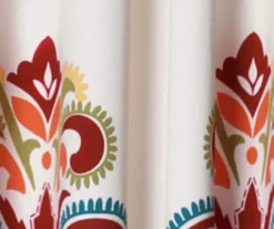 Clara Turquoise & Tangerine Paisley Room-Darkening Grommet Curtain Panel Pair, (63") -Home Store 810468306 1