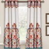 Clara Turquoise & Tangerine Paisley Room-Darkening Grommet Curtain Panel Pair, (63") 2 Clara Turquoise & Tangerine Paisley Room-Darkening Grommet Curtain Panel Pair, (63") -Home Store 810468306