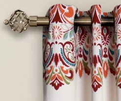 Clara Turquoise & Tangerine Paisley Room-Darkening Grommet Curtain Panel Pair, (63") -Home Store 810468306 2