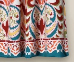 Clara Turquoise & Tangerine Paisley Room-Darkening Grommet Curtain Panel Pair, (63") -Home Store 810468306 3