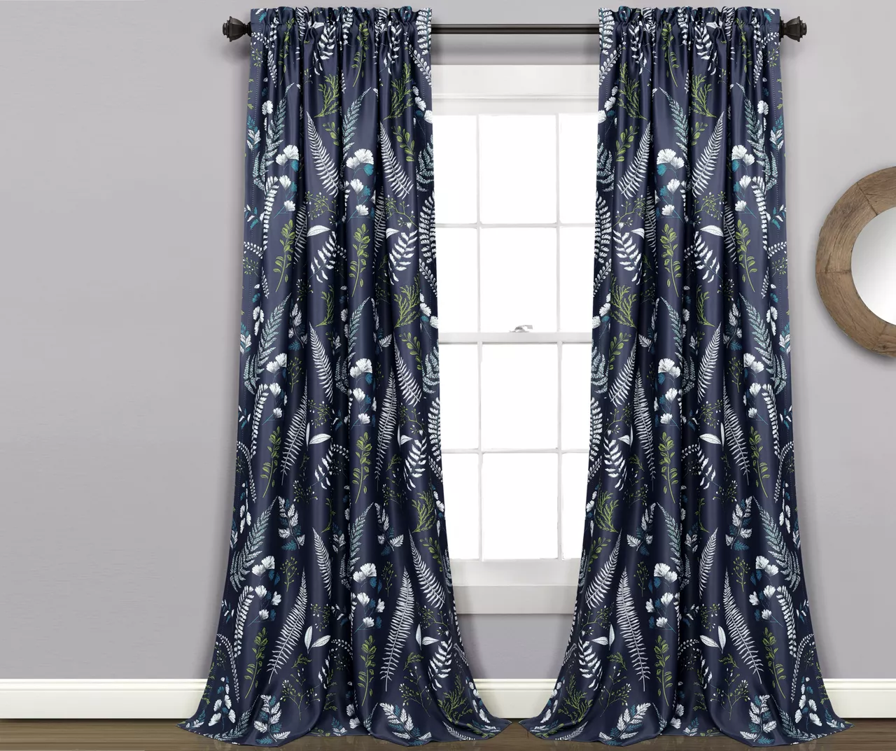 Devonia Allover Floral Room-Darkening Rod Pocket Curtain Panel Pair 3 Devonia Allover Floral Room-Darkening Rod Pocket Curtain Panel Pair