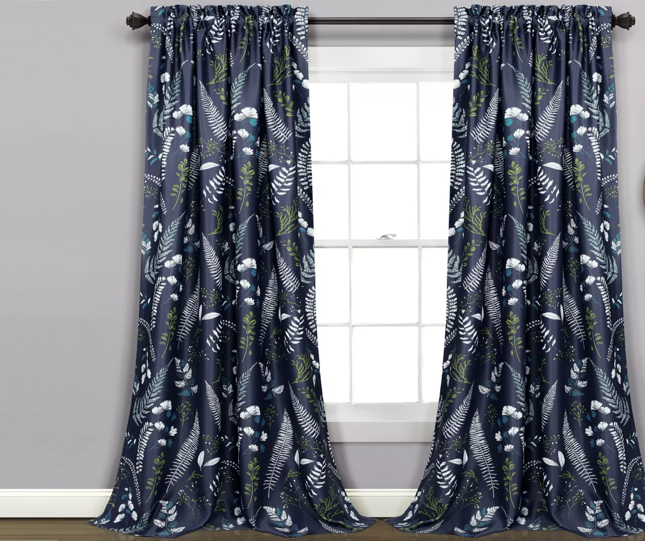 Devonia Allover Floral Room-Darkening Rod Pocket Curtain Panel Pair 4 Devonia Allover Floral Room-Darkening Rod Pocket Curtain Panel Pair - Image 2