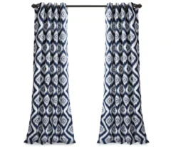 Diamond Ikat Navy Room-Darkening Grommet Curtain Panel Pair, (84") -Home Store 810468325 7
