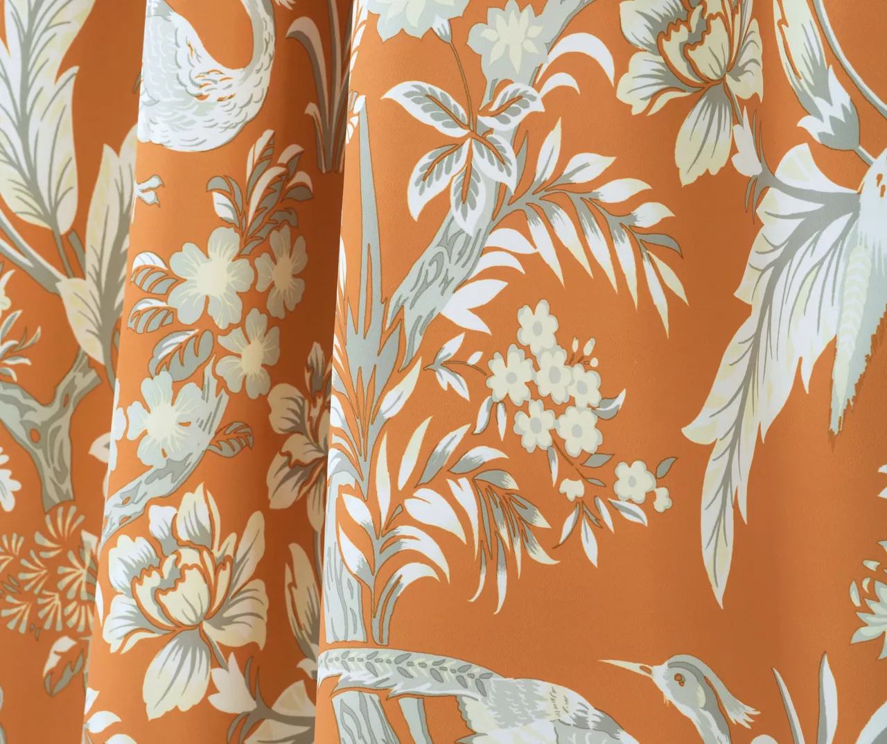 Dolores Orange Floral Room-Darkening Rod Pocket Curtain Panel Pair, (84") 5 Dolores Orange Floral Room-Darkening Rod Pocket Curtain Panel Pair, (84") - Image 3