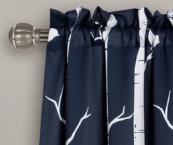 Bird On The Tree Navy Room-Darkening Rod Pocket Curtain Panel Pair, (95") -Home Store 810468360 1