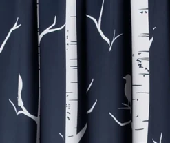 Bird On The Tree Navy Room-Darkening Rod Pocket Curtain Panel Pair, (95") -Home Store 810468360 2