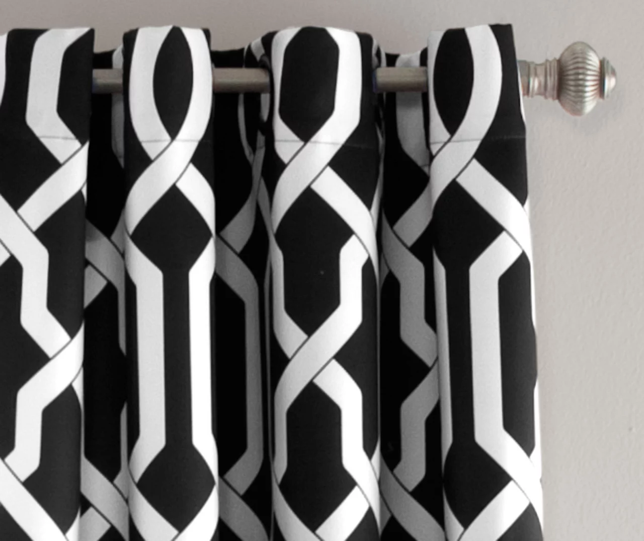 Edward Trellis Black Room-Darkening Grommet Curtain Panel Pair, (84") 4 Edward Trellis Black Room-Darkening Grommet Curtain Panel Pair, (84") - Image 2