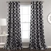 Edward Trellis Black Room-Darkening Grommet Curtain Panel Pair, (84") 2 Edward Trellis Black Room-Darkening Grommet Curtain Panel Pair, (84") -Home Store 810468411