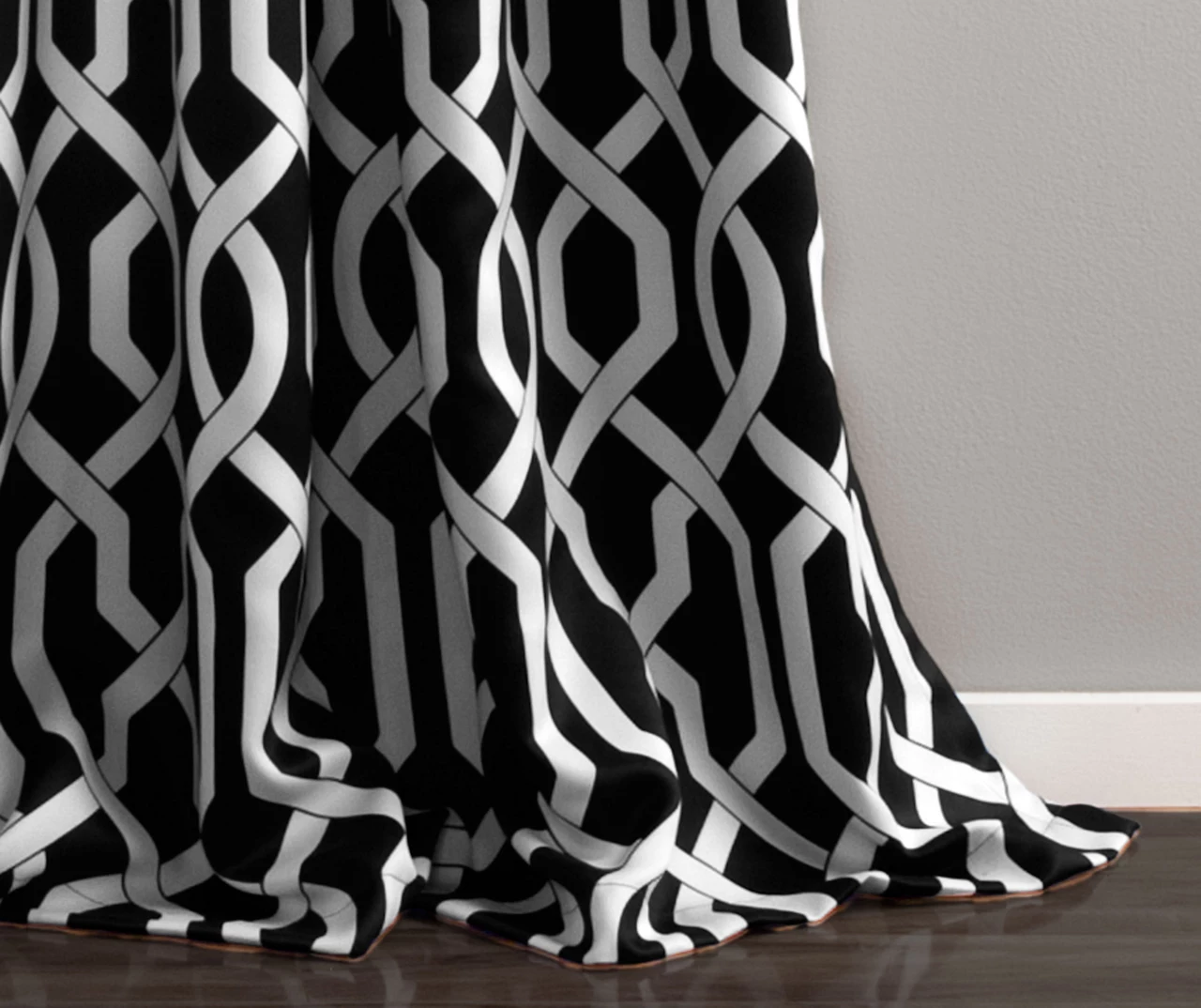 Edward Trellis Black Room-Darkening Grommet Curtain Panel Pair, (84") 5 Edward Trellis Black Room-Darkening Grommet Curtain Panel Pair, (84") - Image 3